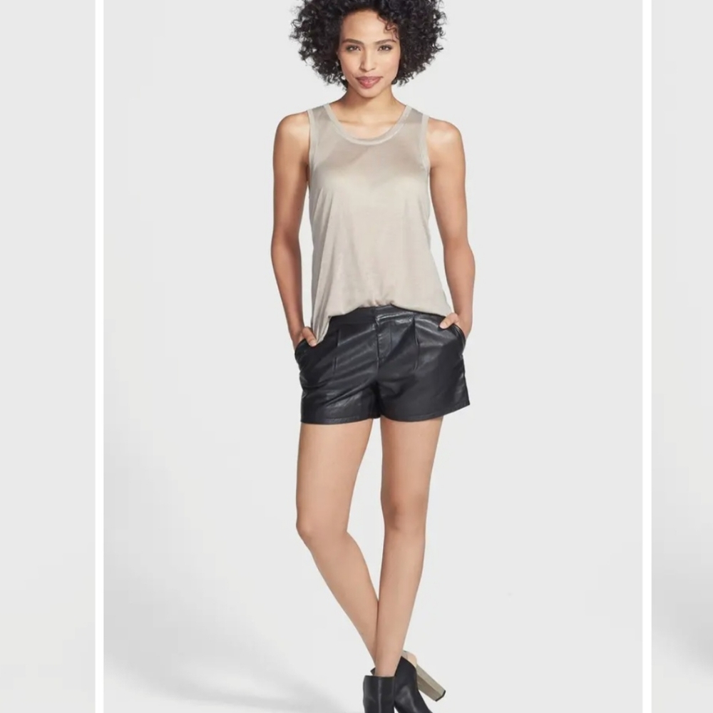 Halogen black leather shorts